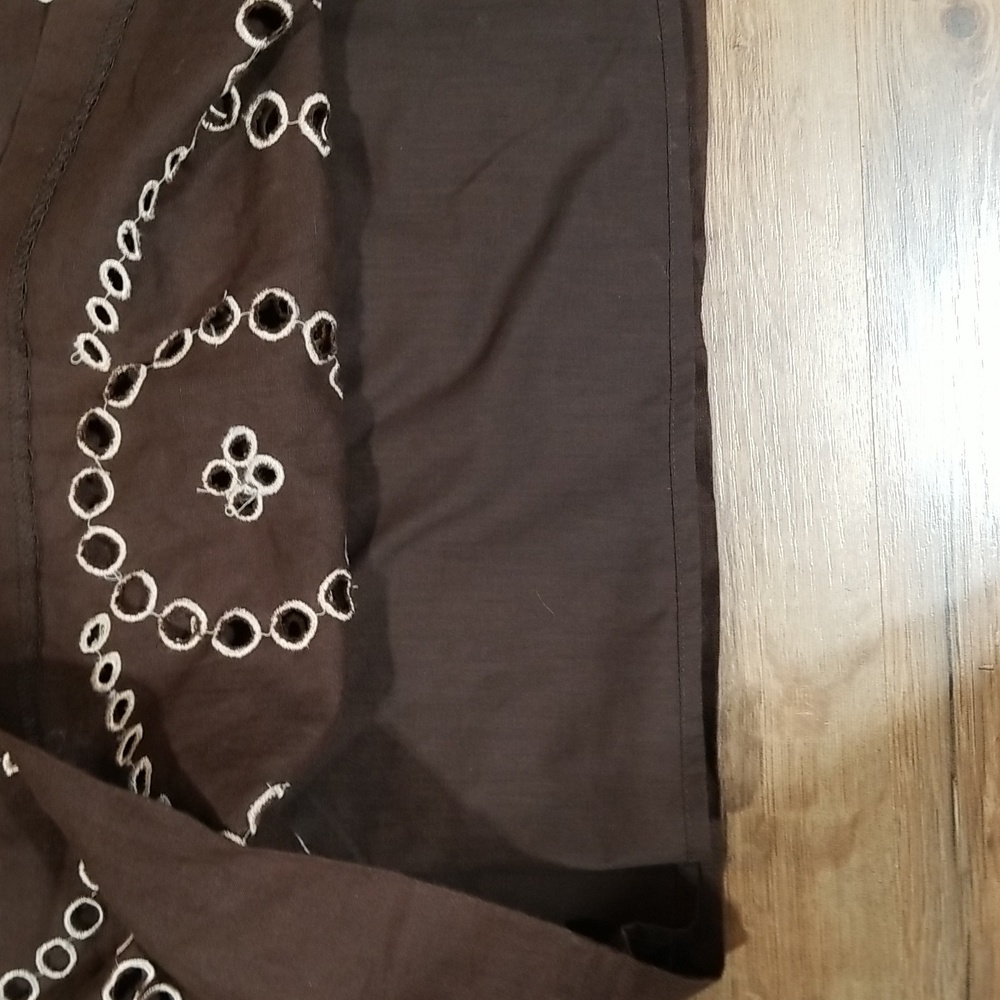ISAAC MIZRAHI for TARGET Brown Embroidered Linen Shift Dress - Picture 5 of 14